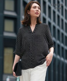 ICB 【人気のため新色追加・WEB限定・接触冷感・UVケア・速乾・洗える】BackSatinAmunzen 5分袖キーネックブラウス