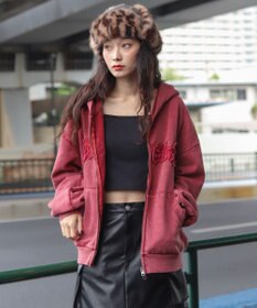 WEGO 【ユニセックス着用ITEM/MLサイズ展開】ショートグラフィックZIPパーカー