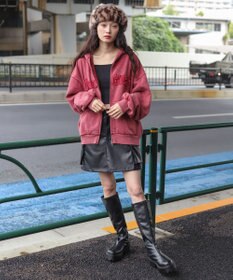 WEGO 【ユニセックス着用ITEM/MLサイズ展開】ショートグラフィックZIPパーカー