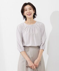 J.PRESS LADIES L 【イージーケア】 STRIPE JERSEY ボリュームスリーブ カットソー