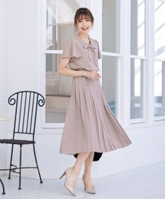 Tiaclasse L 【洗える】リボンタイプリーツワンピース