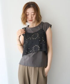 YECCA VECCA 【2点SET】刺繍メッシュキャミセットコットンTee