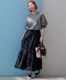 23区 S 【ご好評につきカラー追加/洗える】クロスコンビ パフスリーブ ニット