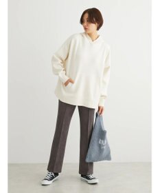 Green Parks スウェット風フード付ニットプルオーバー