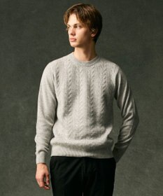 JOSEPH ABBOUD 【暖か・軽量】カシミヤブレンド クルーネック ニット ライトグレー系