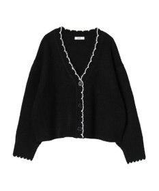 earth music&ecology スカラップニットカーディガン