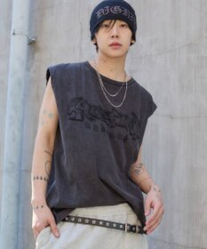 WEGO 【ユニセックス着用ITEM】ブリーチダメージアップリケノースリーブ