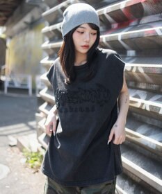 WEGO 【ユニセックス着用ITEM】ブリーチダメージアップリケノースリーブ