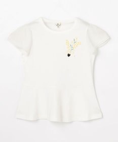 組曲 KIDS 【110-140㎝】 フラワーコサージュTシャツ