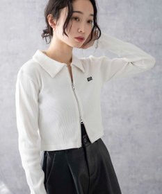 WEGO ワンポイント刺繍WZIP長袖トップス