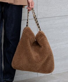 23区 VIOLAｄ’ORO エコムートン チェーンショルダー トートバッグ ブラウン系