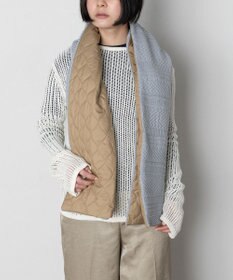 TRICOTE 【ダウン素材とニットの切り替え2WAY】デコボコ切り替えマフラー