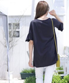 Tiaclasse 【洗える】フレアカフスポンチチュニックブラウス