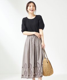 ANY SIS 【洗える】エンブロイダリーコンビ ワンピース