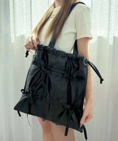 WEGO ドロストリボンギャザートート