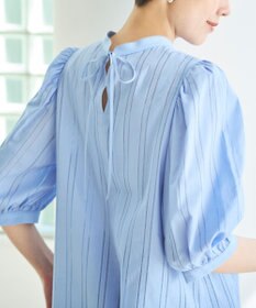 UNFILO ストライプレース 2WAY パフスリーブブラウス