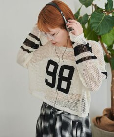 WEGO ナンバリングメッシュショートニット