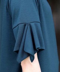 Tiaclasse 【洗える】フレアカフスポンチチュニックブラウス