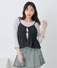 earth music&ecology ジャガードフレアキャミブラウス