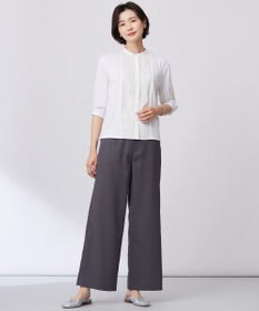 J.PRESS LADIES L 【洗える】エンブロシャツジャージー ブラウスライク カットソー