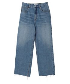 earth music&ecology ウ゛ィンテージ加工セルフカットワイドデニム