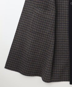 J.PRESS LADIES S 【リバーシブル】ウールナイロン リバーチェック ノーカラー ロングコート