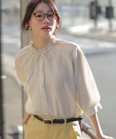 ANY SIS 【2WAY】スムージーポリエステル フリルネック ブラウス