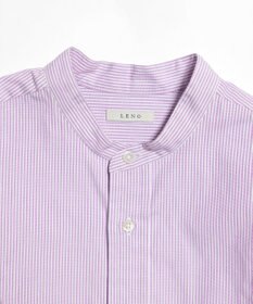 LENO  CANDY STRIPE BAND COLLAR  SHIRTS / ストライプバンドカラーシャツ