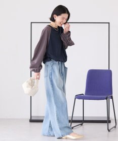 AMERICAN HOLIC 異素材ギャザースリーブミニ裏毛プルオーバ