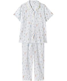 Wing パジャマ 綿100%(本体) 楊柳素材 高島ちぢみ（R） 3Lまで対応 大きいサイズ 5分袖 半袖 長ズボン レディース EP8047 ウイング／ワコール