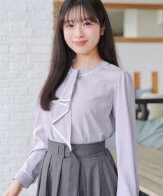 Tiaclasse L 【2WAY・新色追加】取り外し可能な​配色パイピングボウタイブラウス