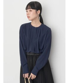 earth music&ecology ノーカラーフロントタックブラウス