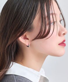 Phoebe 【金属アレルギー対応】ストレートスクエアフープピアス　シルバー/サージカルステンレス