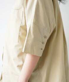 WHITE MAILS COTTON PAPER  POPLIN BAND COLLAR DOLMAN SLEEVE SHIRT　コットンポプリン 半袖シャツ