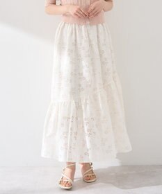 earth music&ecology 透かし花柄フレアスカート