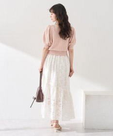 earth music&ecology 透かし花柄フレアスカート