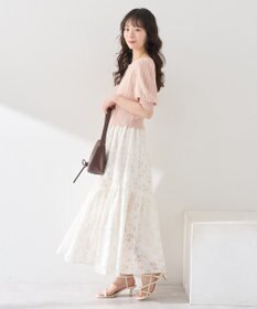 earth music&ecology 透かし花柄フレアスカート