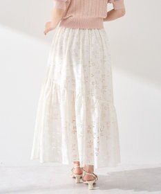 earth music&ecology 透かし花柄フレアスカート