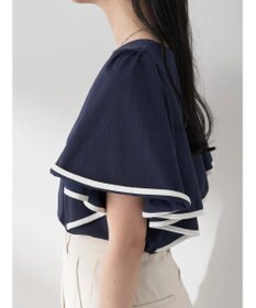 earth music&ecology パイピングフレアスリーブカットソー