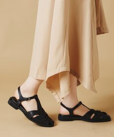 Dominic3 スタッズピース レザーケージサンダル