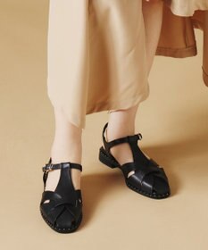 Dominic3 スタッズピース レザーケージサンダル