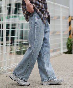 WEGO タックワイドストレートデニム