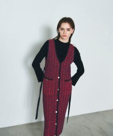 GRACE CONTINENTAL バイカラージャガードニットワンピース