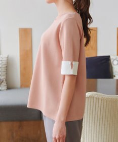 Tiaclasse L 【洗える】配色カフスニットトップス