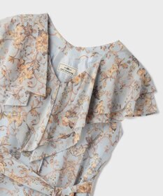 GRACE CONTINENTAL サラサプリントフリルカラーワンピース