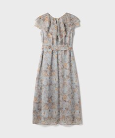 GRACE CONTINENTAL サラサプリントフリルカラーワンピース