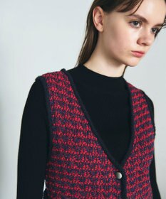 GRACE CONTINENTAL バイカラージャガードニットワンピース