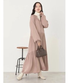 earth music&ecology サテンティアードワンピース