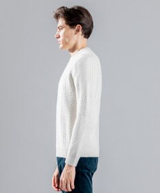 JOSEPH HOMME メランジヘリンボンストライプ　ケーブルニット