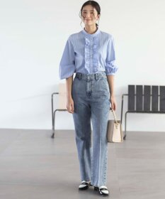 組曲 コンパクトシャーティング フリルブラウス